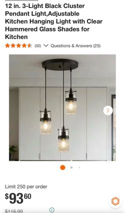 3-Light Black Cluster Pendant Light