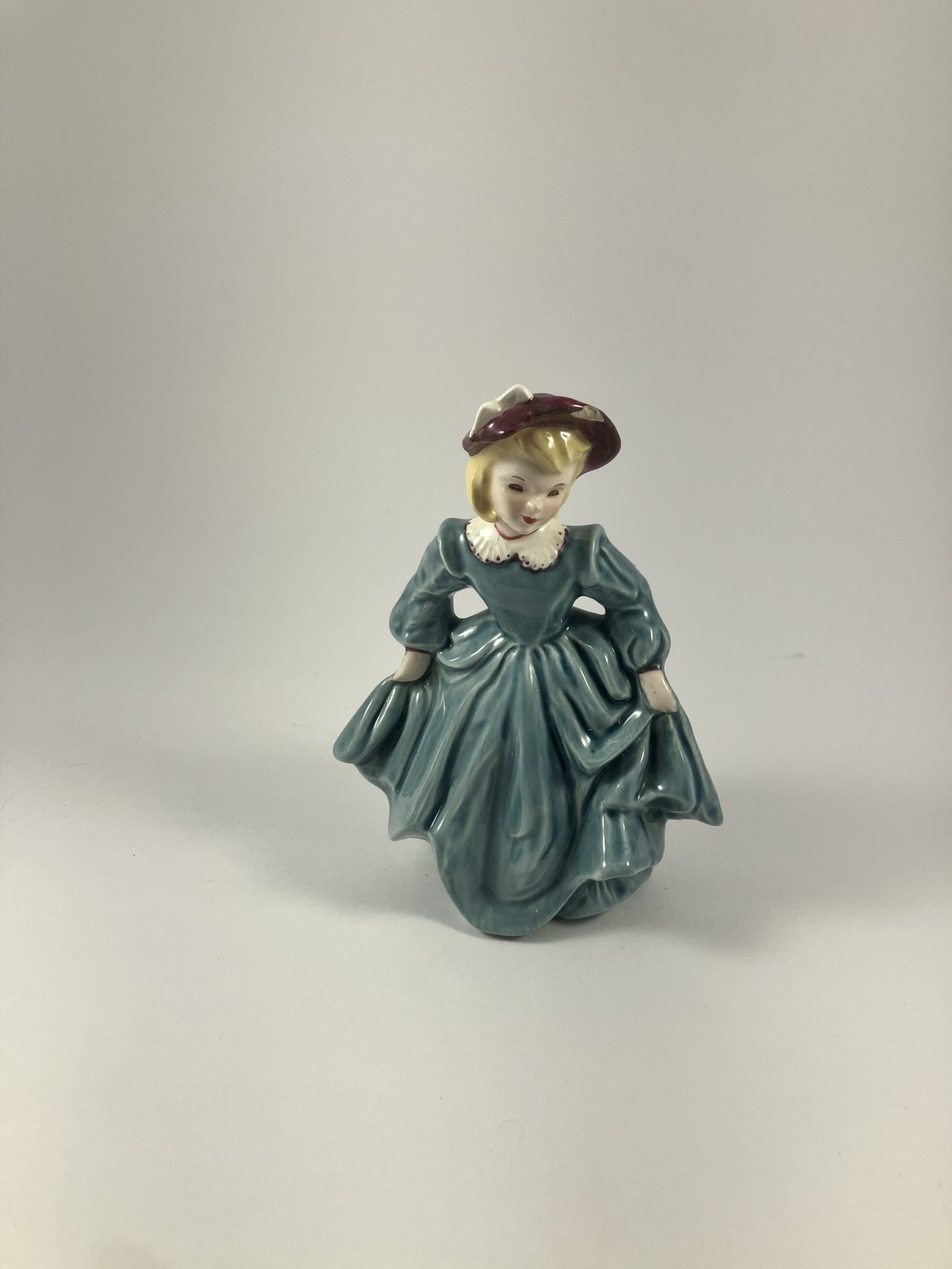 Florence Ceramics Figurine – Vintage Lady in Blue Dress