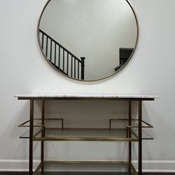 Mitchell Gold Bob Williams Brushed Gold and Marble Stand Bar