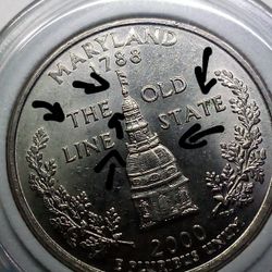 2000 D Error Quarter. Die Chips And Die Crack 