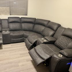Dark Gray Sectional With Power Reclining Seats