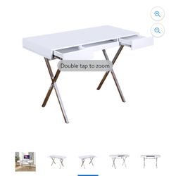 White And Silver Coumputer Table