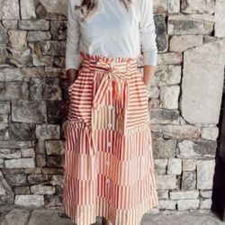 Who What Where Pink And Orange Striped Skirt
