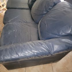 Blue Leather Couch 