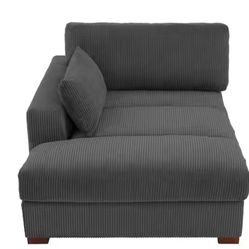 Corduroy Polyester Lounge Chair Dark Grey
