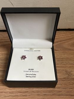 Sterling Silver Ruby Earrings