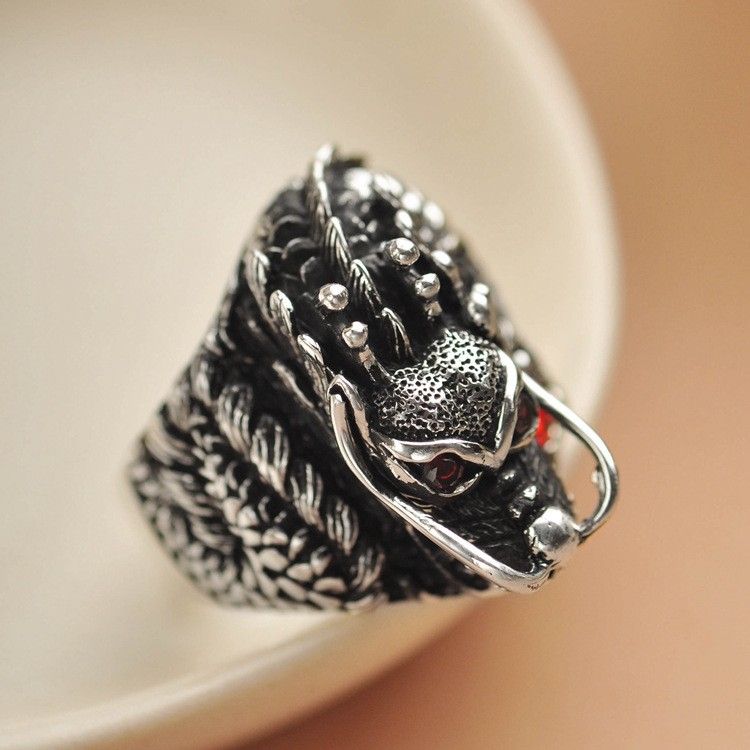 "Punk Vintage Style Dragon Head Zodiac Ring for Men/Women, BL178