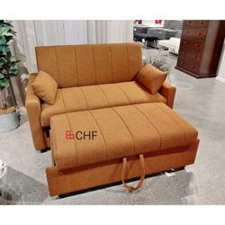 Boucle Fabric Sleeper Loveseat With Pull Out Sofa Bed  //  Limited Time Offer 