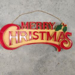Vintage Plastic 70s Door Sign Merry Christmas 