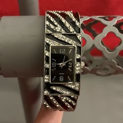 Bangle Watch With Rhinestones And Studs
