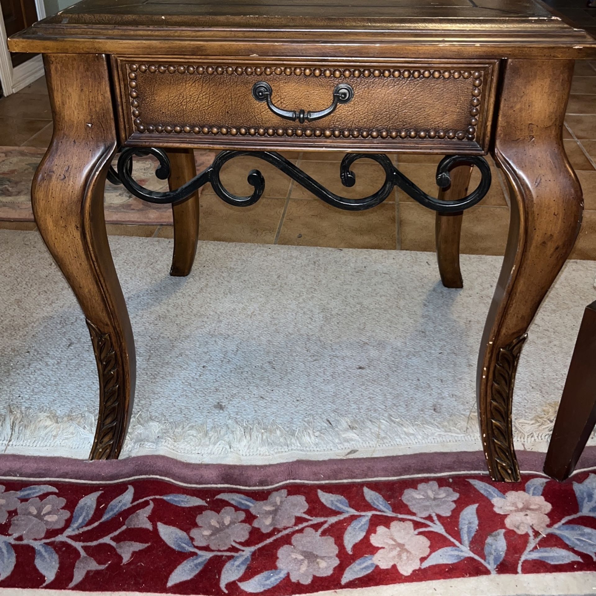 Beautiful Wood End Side Table Drawer