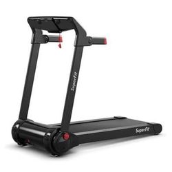 New in Box Costway - 3HP Folding Electric Treadmill Running Machine w/ Speaker - Red