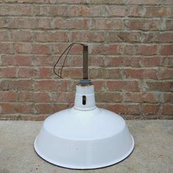 Vintage Industrial Enamel Pan Light Fixture 