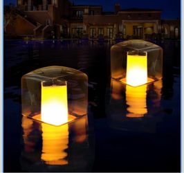Floating Pool Lights, Solar Flame Pool Lights Waterproof, Squar Pool Light, Glow in The Dark Light Up Swimming Pools Accessories, Floating Solar Light