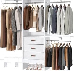 5FT Small Closet System  With 3 Fabric Drawers, 60inches Walk In Closet Organizer With 3 Adjustable Shelves 