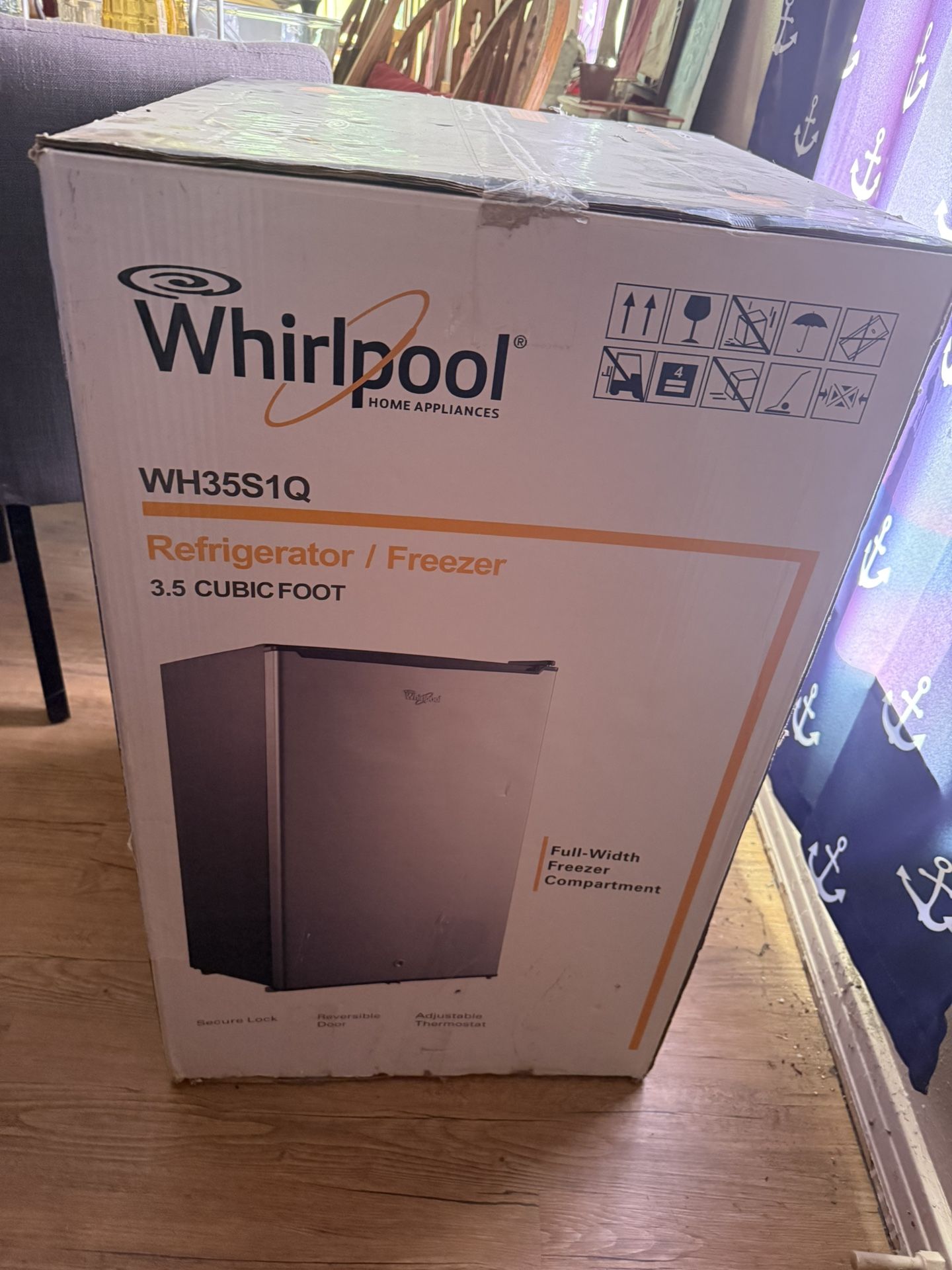 New In Box 3.5 Cubic Stainless Fridge / Freezer NIB