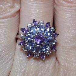New Genuine Tanzanite Amethyst Diamond 💎💍 Ring