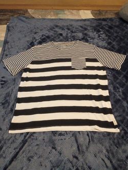 Black and White Striped Pocket T-Shirt