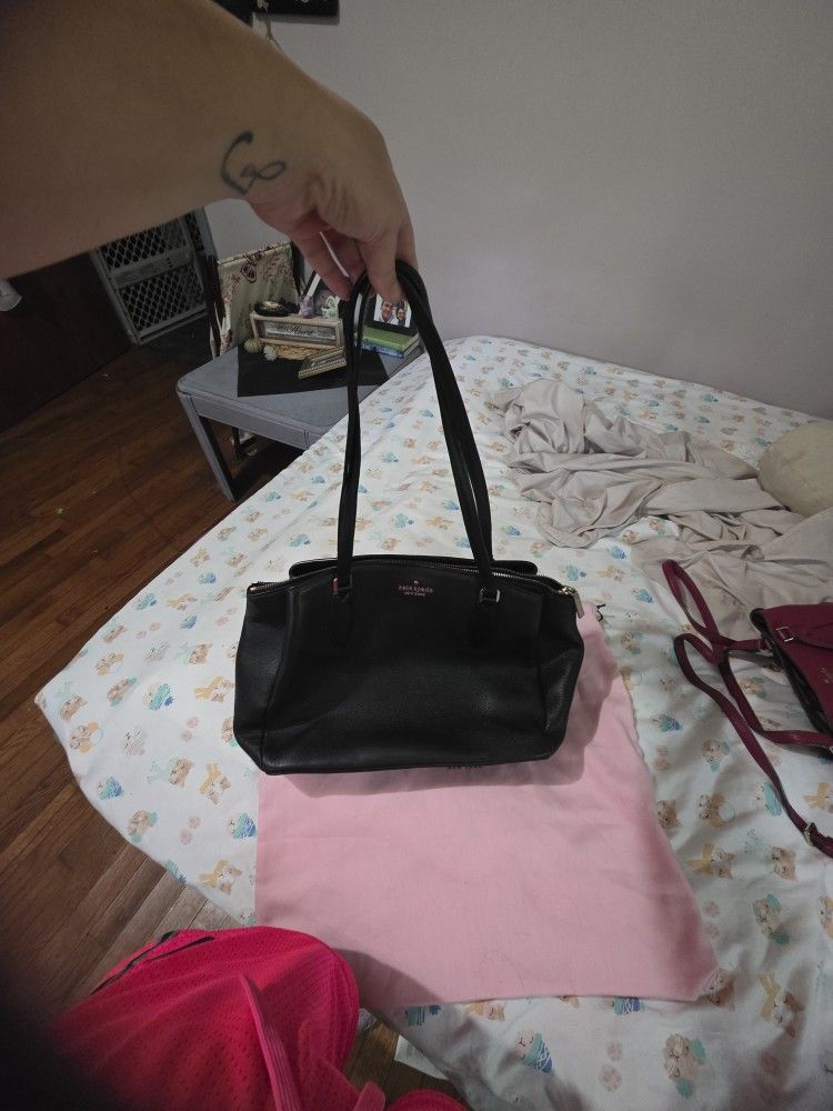 Kate Spade Monet Large Triple Compartment Tote with black pebbled leather