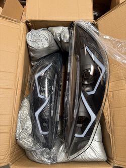 Pair LED Projector Headlights 2015-2018 Ford Focus Black housing assembly left right