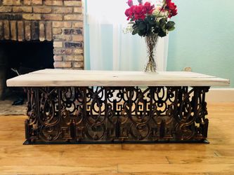 One of a kind handmade coffee table reclaimed wrought iron from garden district New Orleans