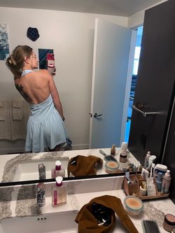 🩵 VICI Baby Blue Halter Dress — Size Small — $50