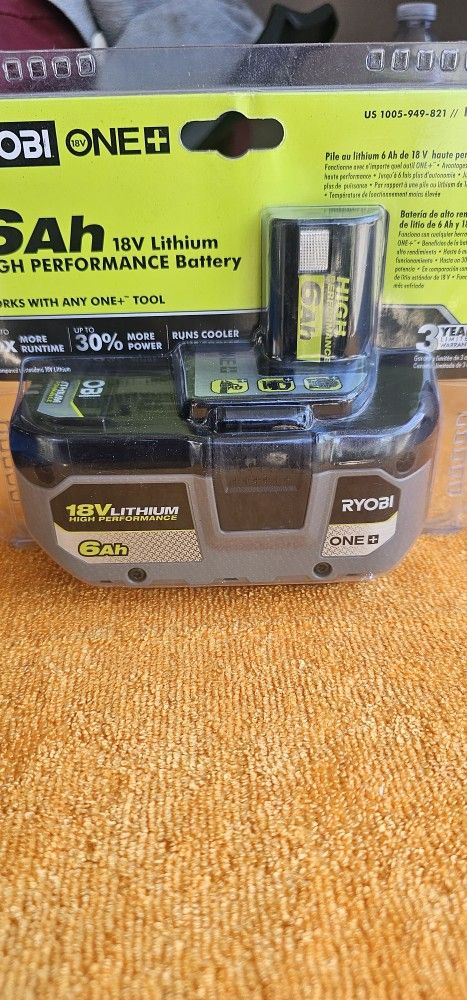 RYOBI 18V LITHIUM HIGH PERFORMANCE BATTERY AH6.0 BRAND NEW