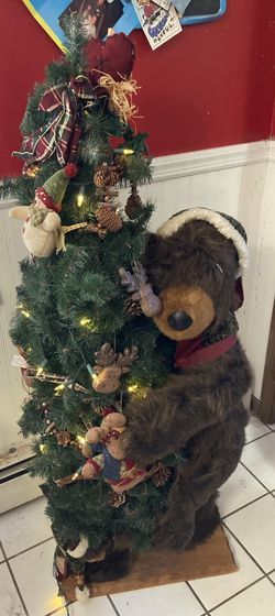 DanDee 4.5ft Bear Cub Hugging Lighted Christmas Tree