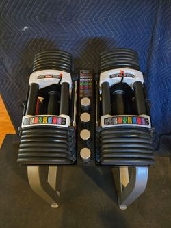 Powerblocks Urethane 90lb Adjustable Dumbbells with Stand