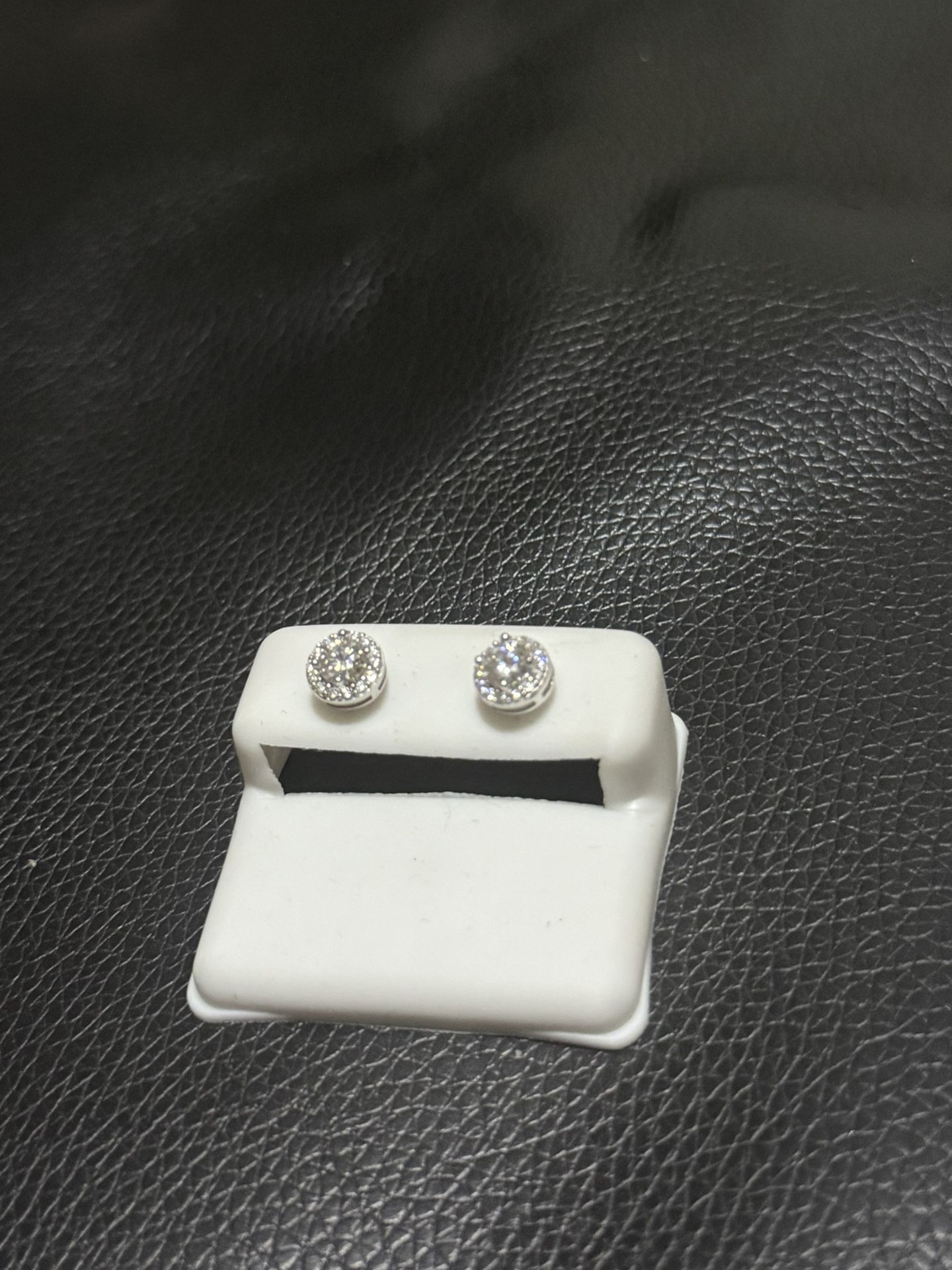 925 Sterling Silver Moissanite round Halo Earrings