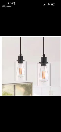 YANSUN 1-Light Modern Matte Black Rustic Farmhouse Island Pendant Light (2-Pack)