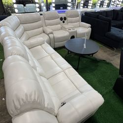 Recliner Sectional With Bluetooth Speaker And LED Light ( Available In Brown, Black, Grey And White)