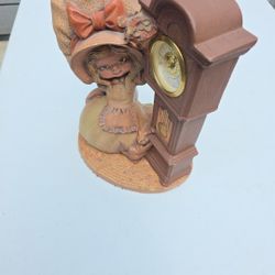 West Germany Grandfather Clock 1974 Girl Bonnet Hand Painted Byron Molds