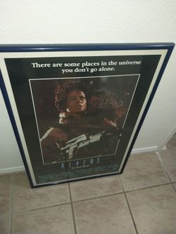 Framed original 1986 movie poster for the film Aliens.