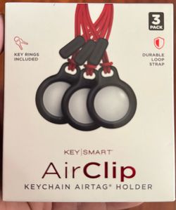 KeySmart AirClip for Apple Air tag KeyChain Holder - Twist and Lock Air Tag holder, Includes Loop Strap and Black Key Ring