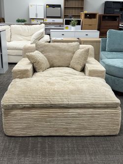 Oversized Corduroy Chaise Lounge Sofa, 63" Upholstered Couch with Pillows for Living Room & Bedroom, Camel.  ✅Dimensions：28''H X 63''L X 43.3''W  💰15