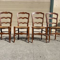 Antique Belgian Chairs With Reed Bottom Seats 