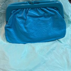 Genuine Leather Blue Clutch 