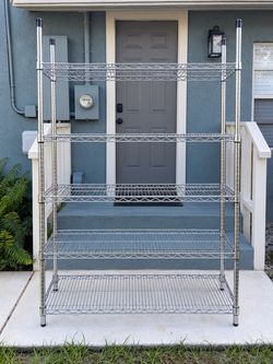 Heavy-Duty 5-Tier Chrome Wire Shelving Rack - Garage / Commercial Storage