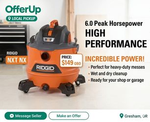 RIDGID NXT Wet/Dry Shop Vacuum - 6.0 Peak HP