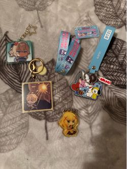 Anime and BT21 Character Keychain and Lanyard Bundle
