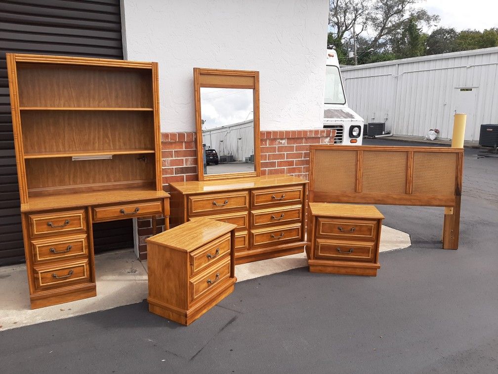 Vintage Faux Bamboo Bedroom Set By Florida Furniture Industries Inc.