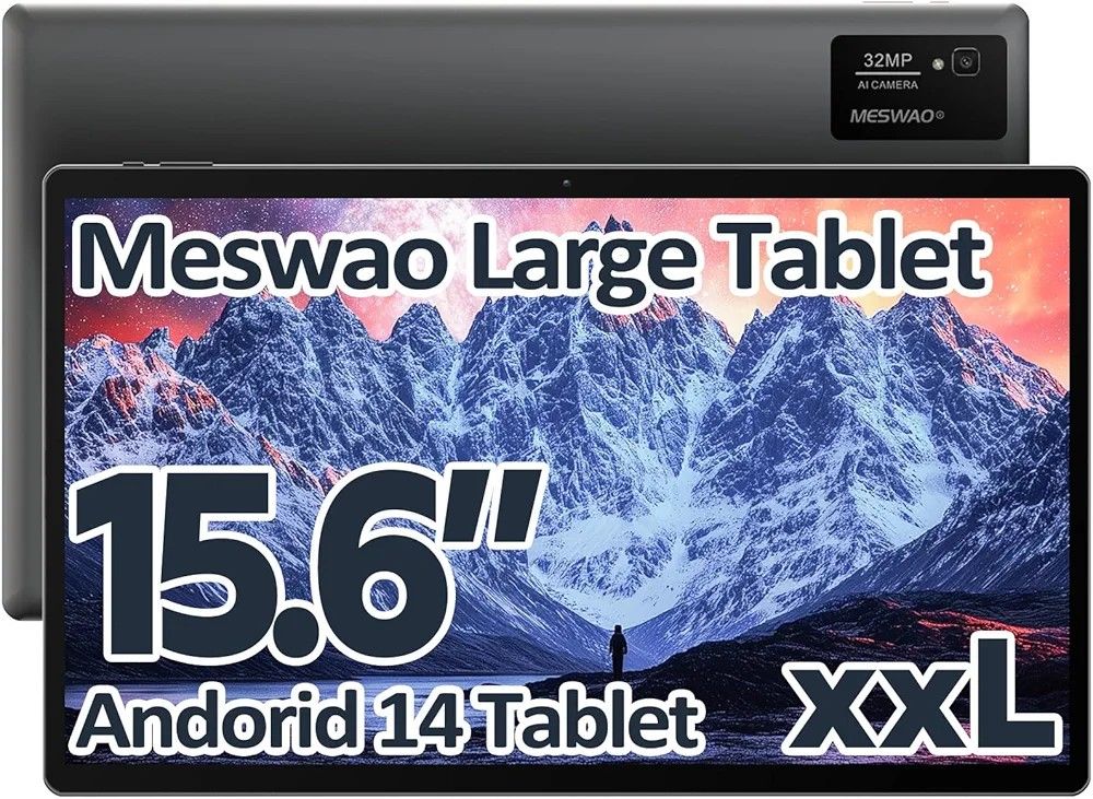 15.6 Inch Android 14 Tablet, 2025 Large Tablet with1080 IPS HD Display Big Screen
