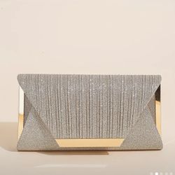 Elegant Champagne Glitter Clutch Purse