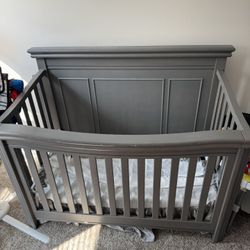 Gray Baby Crib 