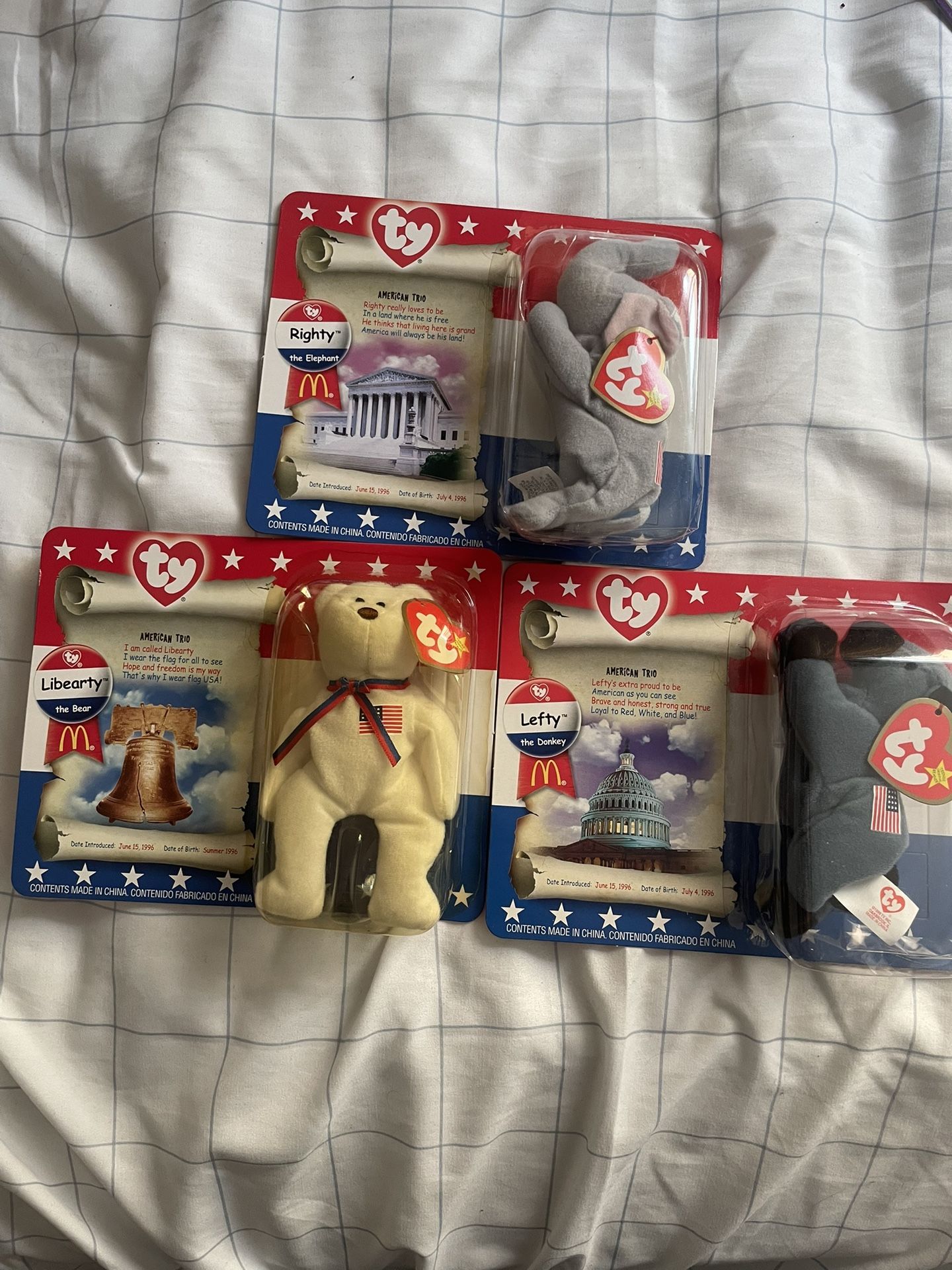 Beanie Baby Patriotic Set, Mint Condition