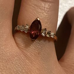 Premium Tanzanian Wine Garnet and Diamond Ring - sz 7 - new! 