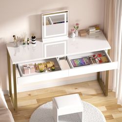 New!! Vanity Desk With Drawers And Glossy Top