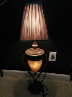 Table Lamp with Double Bulb for Bedroom, Living Room, Nightstand. Brown, used 3 feet tall. (NOT FREE)