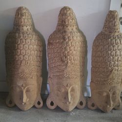 Buddha Hand Carved Wooden Masks Home Wall Decor